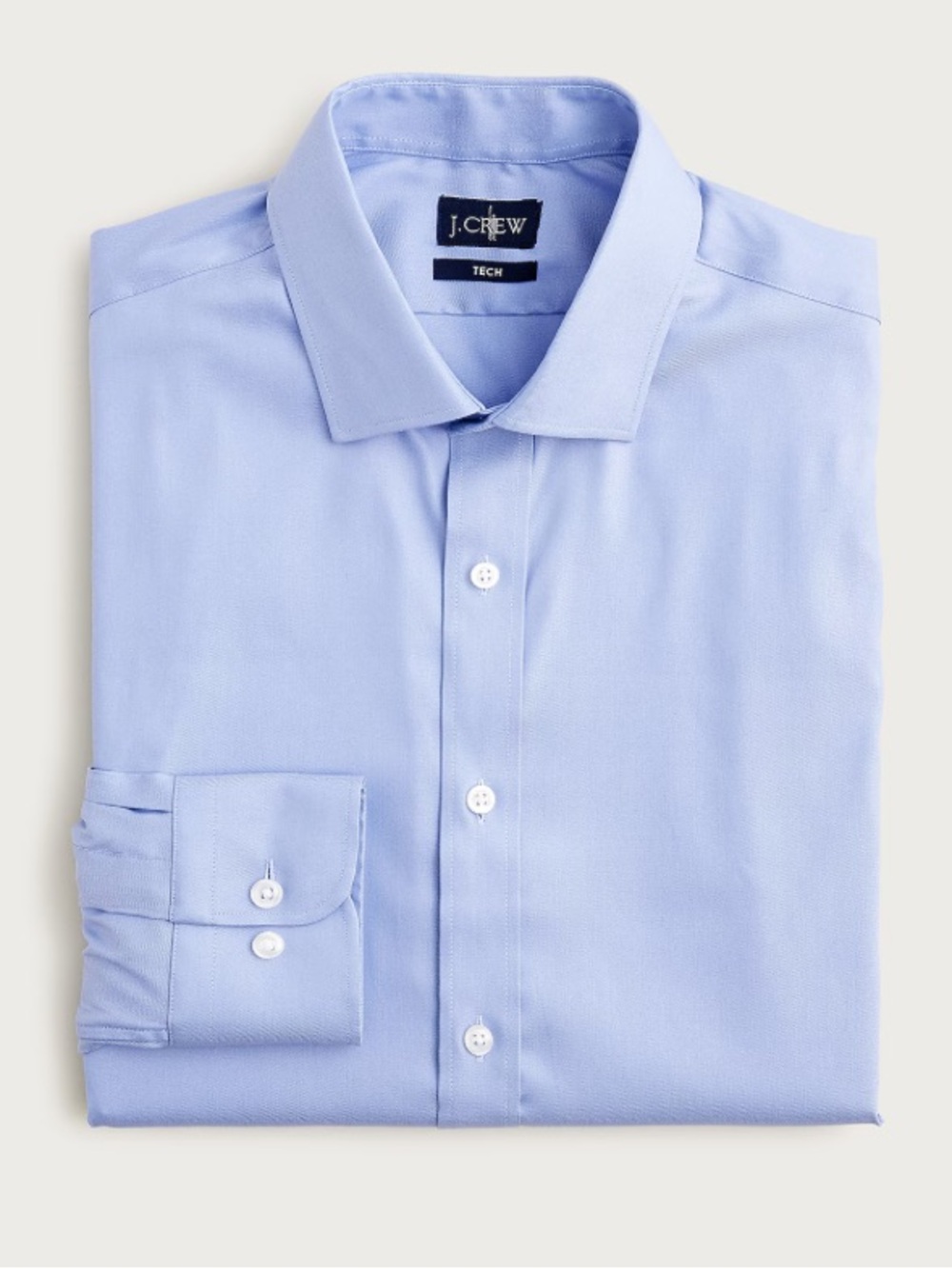 J crew lake blue twill Bowery performance stretch dress shirt with spread collar